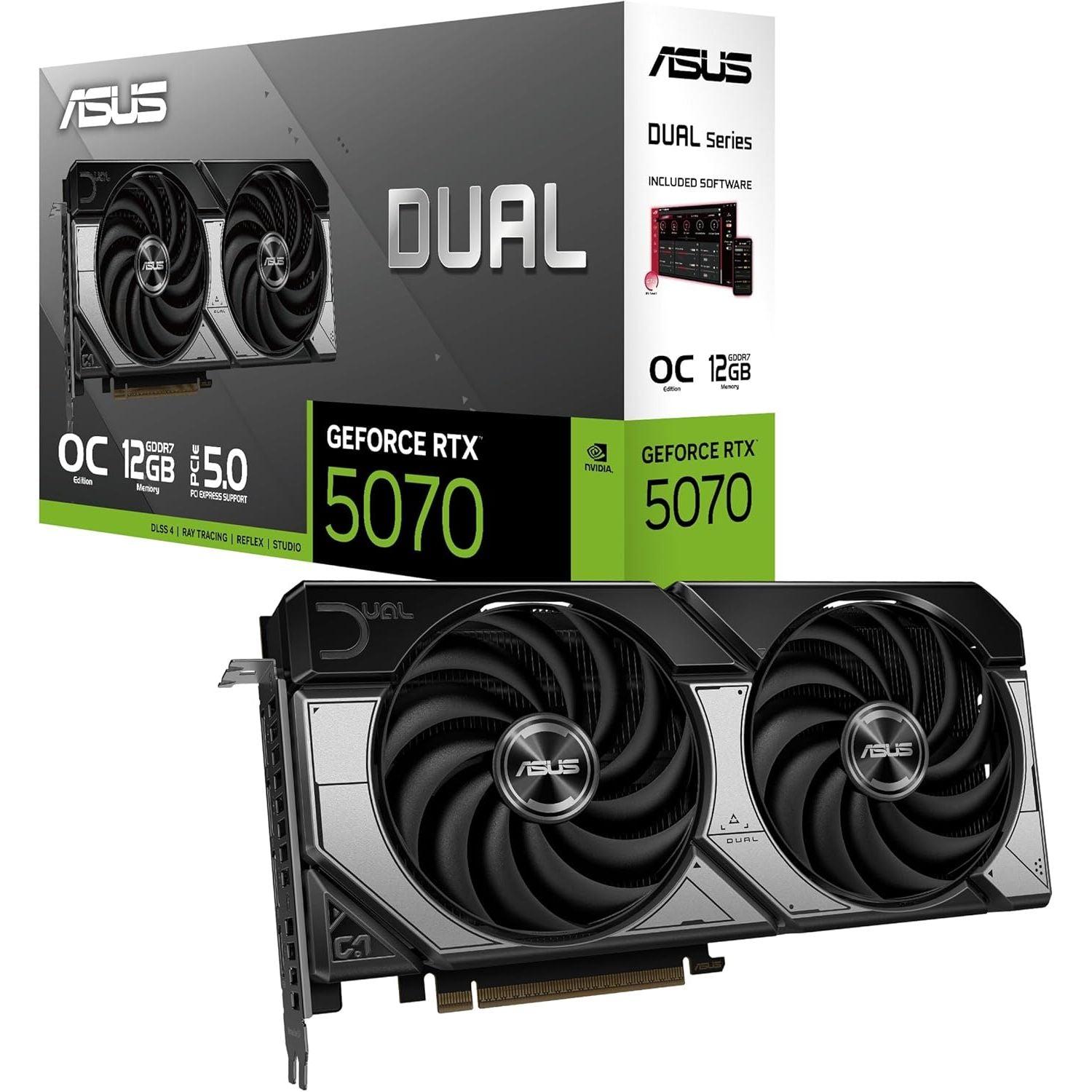 ASUS Dual RTX 5070 OC 12 GB Graphics Card – PCIe 5.0, Compact Dual-Fan