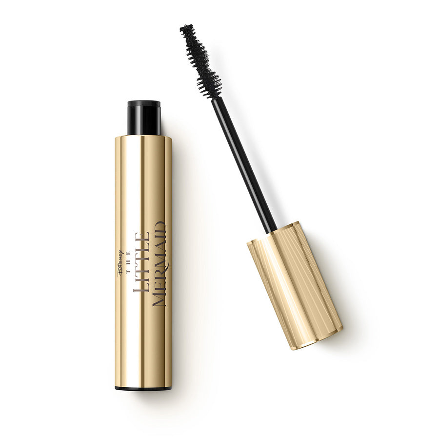  "KIKO Milano long-lasting multi-dimensional mascara from the Little Mermaid collection, with a sleek gold tube and black wand for dramatic lash enhancement."