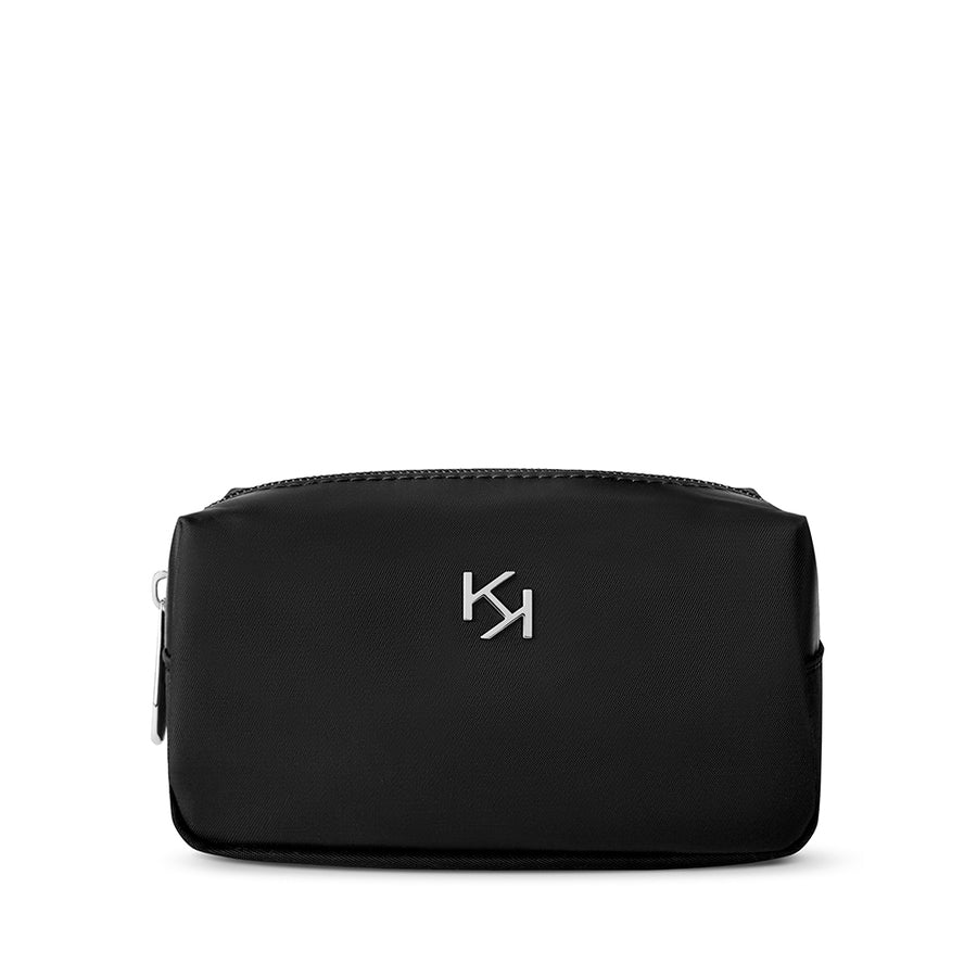"Black Kiko Milano Compact Beauty Case with Silver KK Logo"