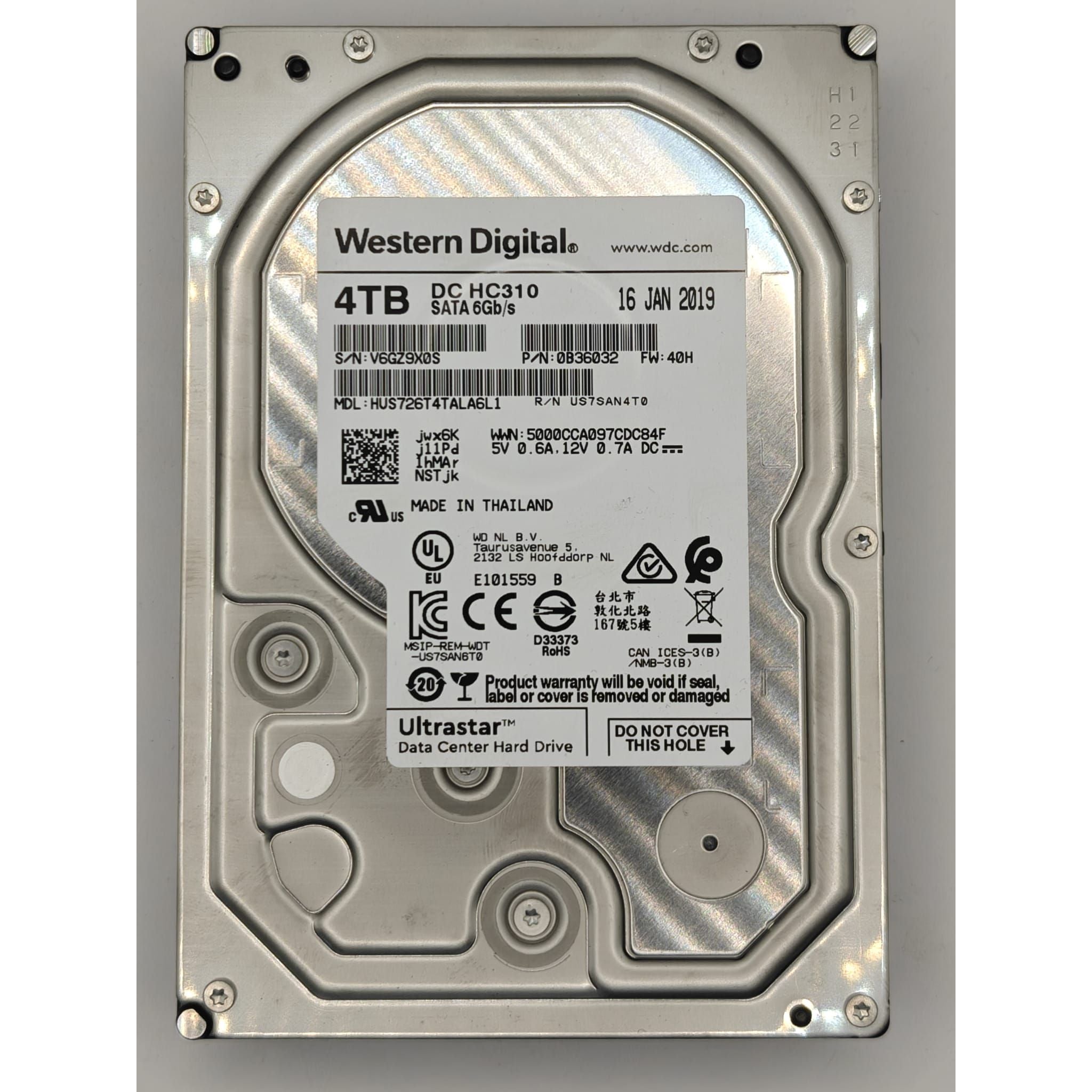 Western Digital Ultrastar DC HC310 4TB 3.5" SATA 6Gb/s Data Centre Hard Drive – Refurbished