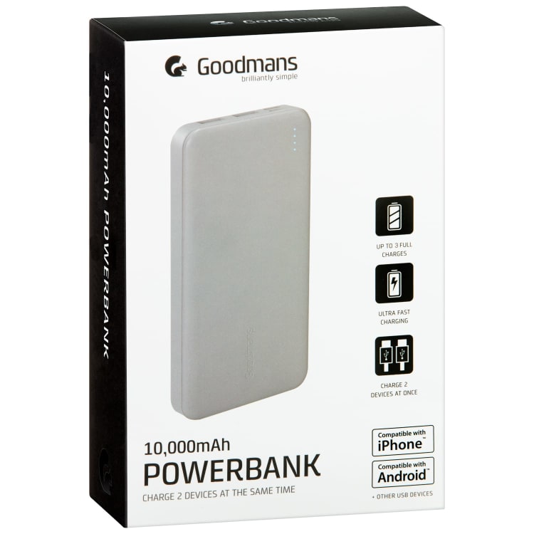 Goodmans 10000mAh Power Bank – Ultra Fast Charging