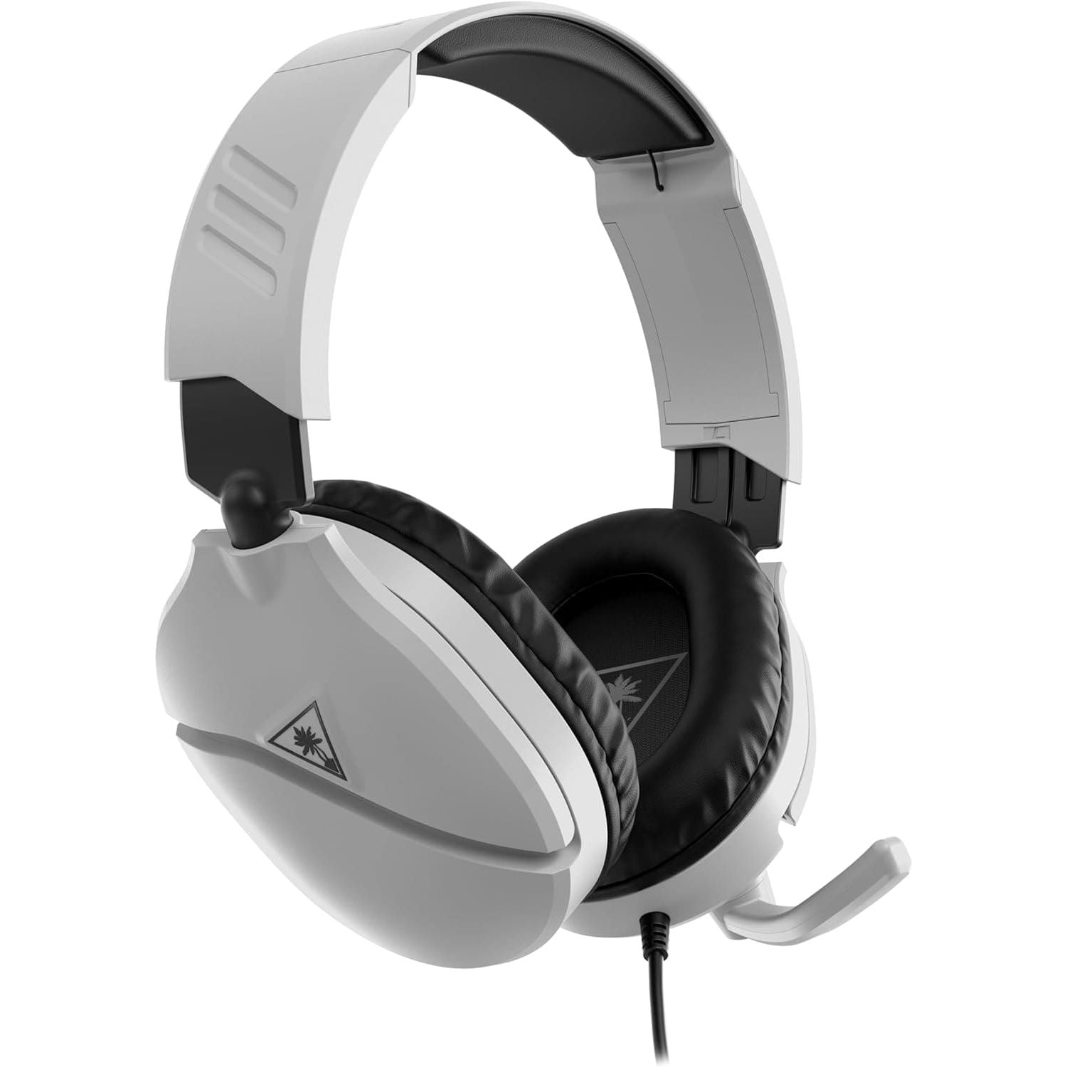 Front view of Turtle Beach Recon 70 White Gaming Headset showing sleek design and comfortable ear cushions