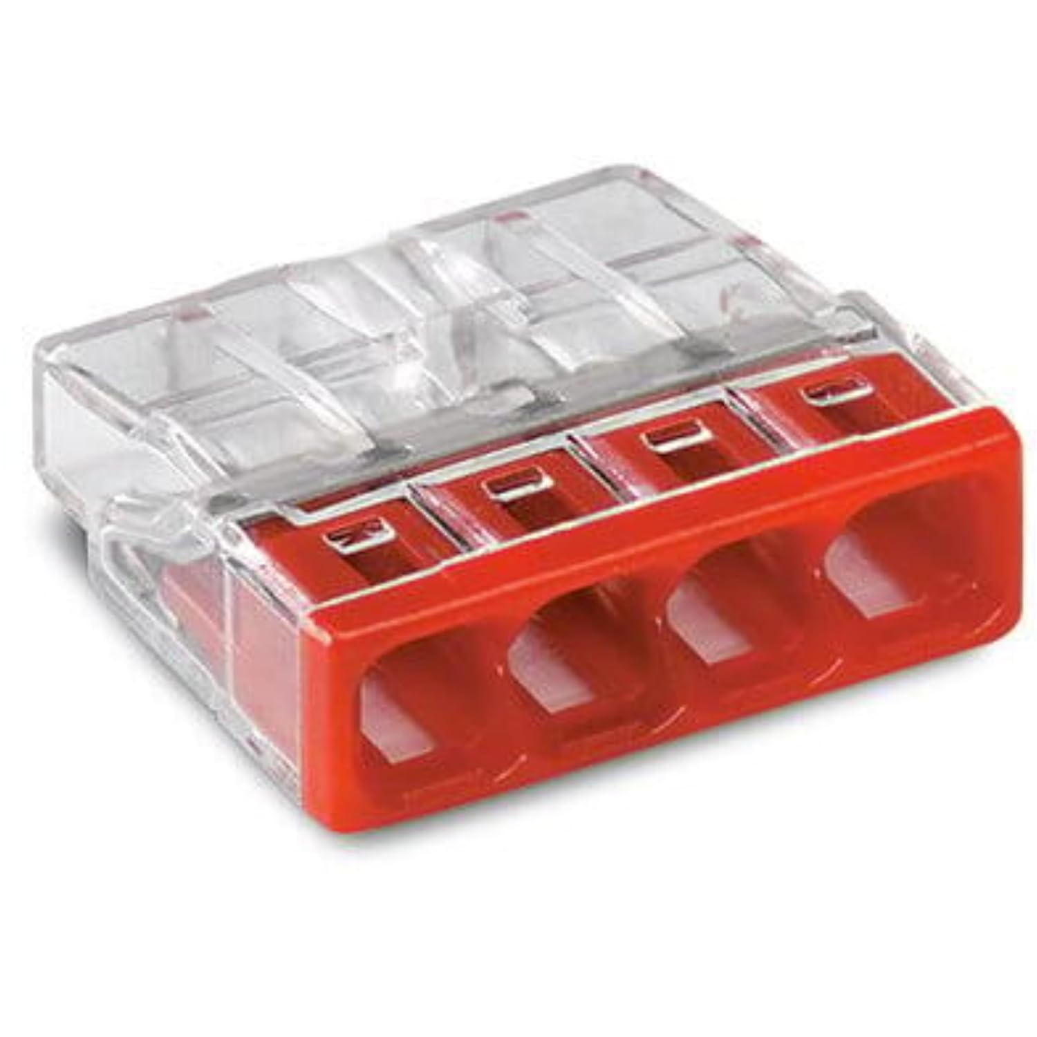 WAGO 2273-204 Compact Splicing Connector (Red) – 4-Way Push-Wire Terminal Block – 100 Pack