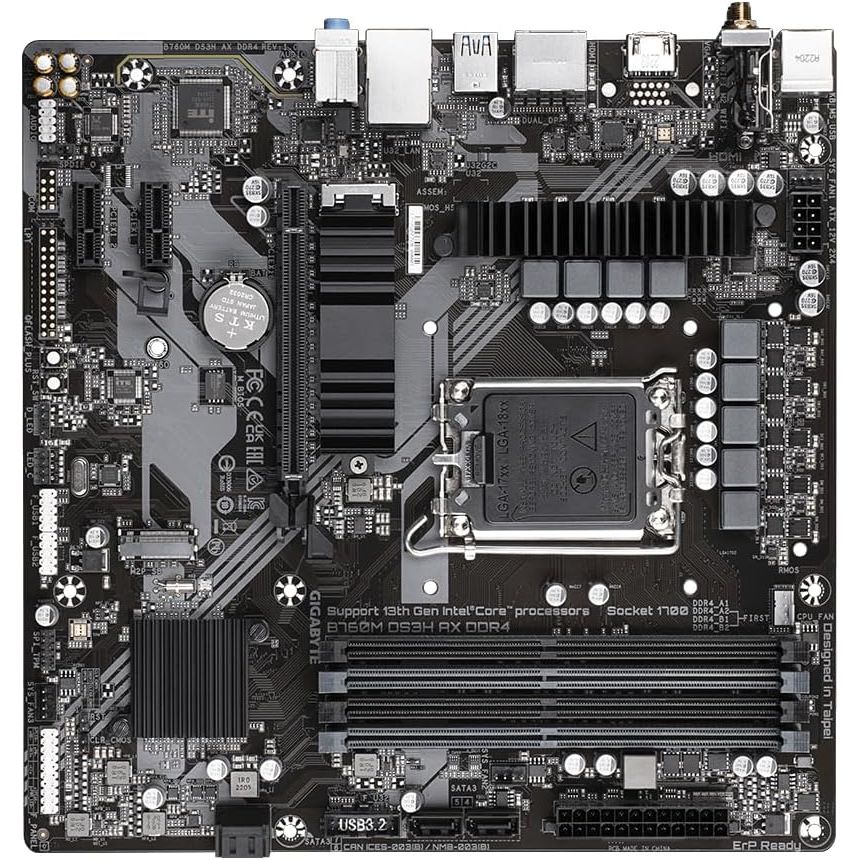 Gigabyte B760M DS3H AX DDR4 Motherboard – Micro-ATX, Wi-Fi 6E, LGA 1700