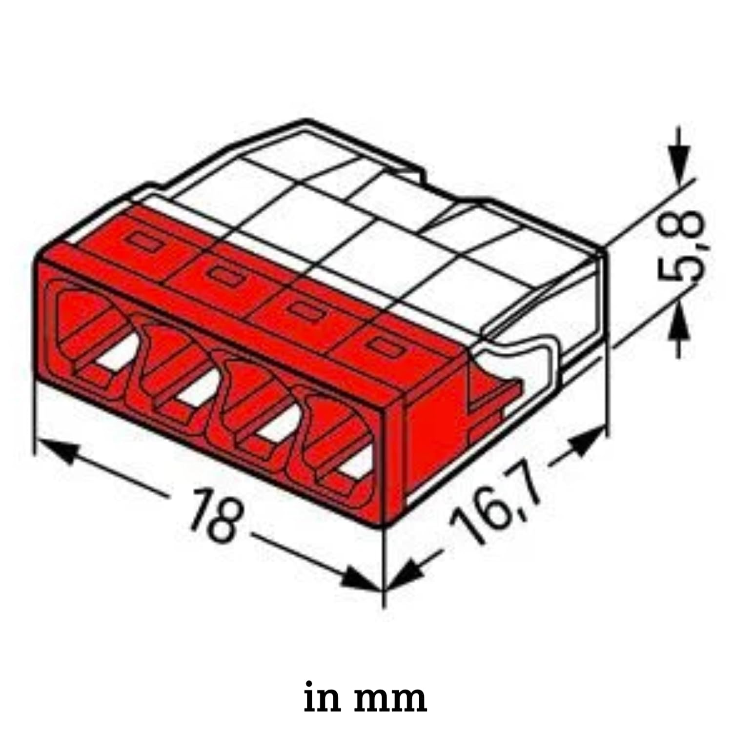 WAGO 2273-204 Compact Splicing Connector (Red) – 4-Way Push-Wire Terminal Block – 100 Pack