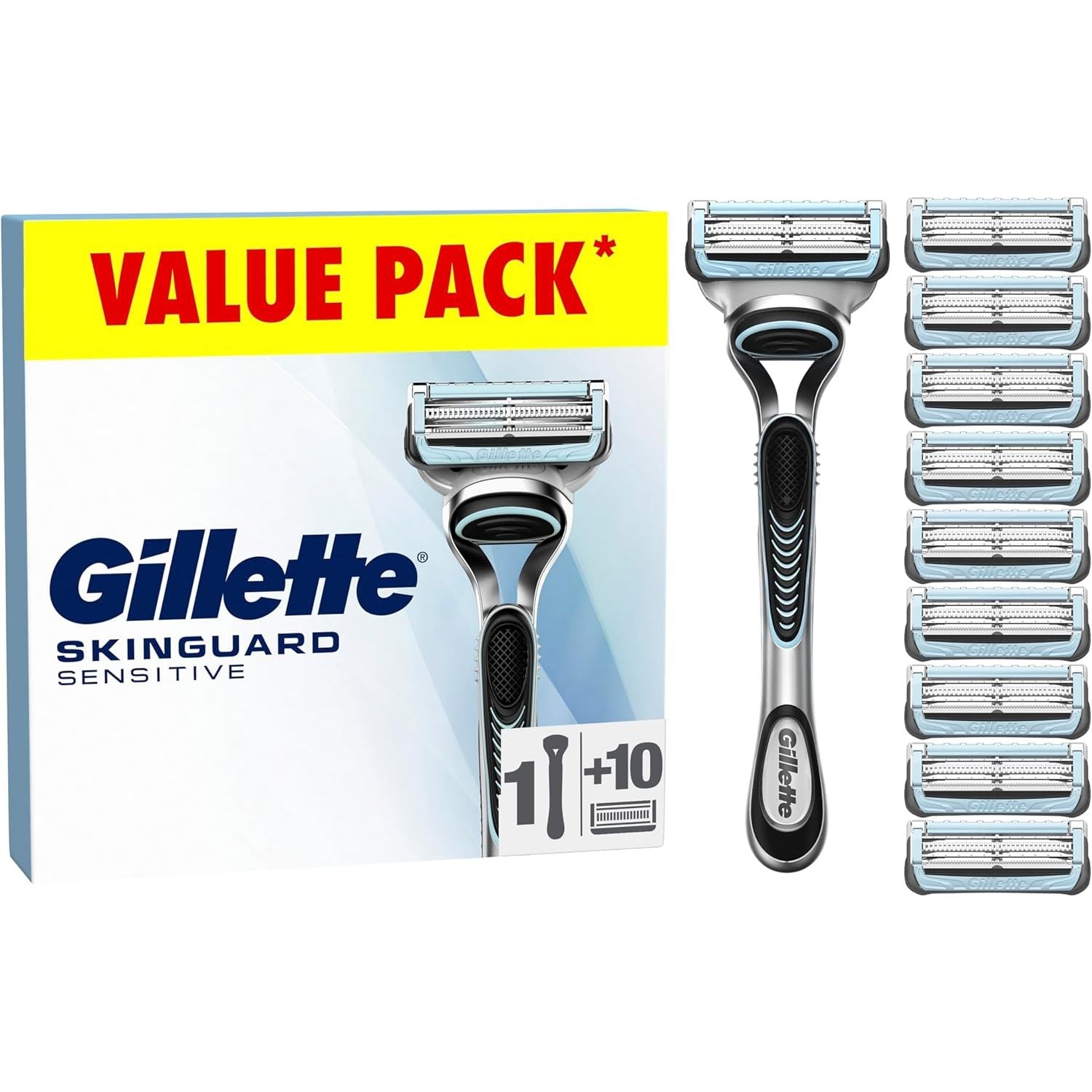 Gillette SkinGuard Sensitive Men’s Razor + 10 Razor Blade Refills - Amar