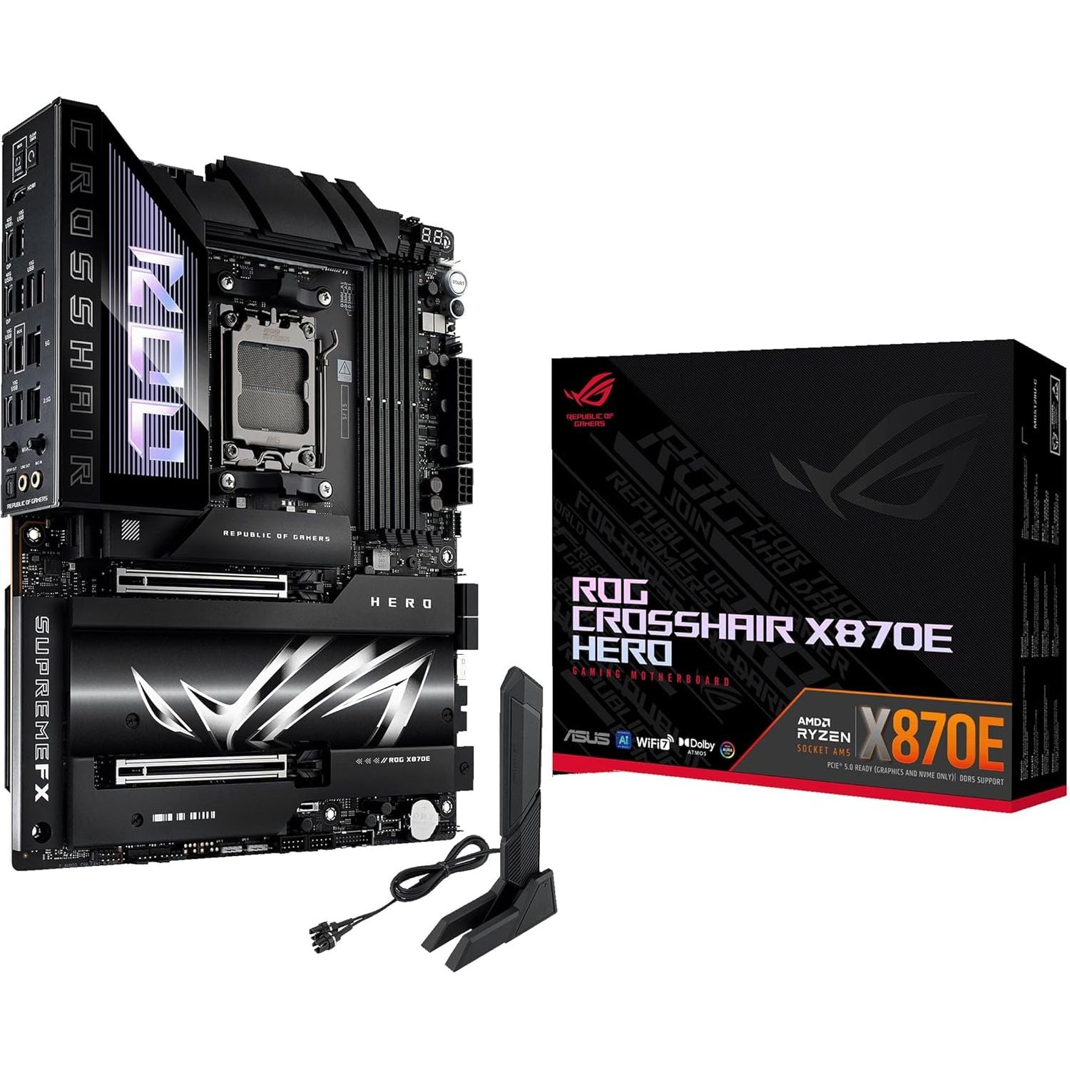 ASUS ROG Crosshair X870E Hero AM5 ATX Motherboard – DDR5, PCIe 5.0, Wi-Fi 7, USB4