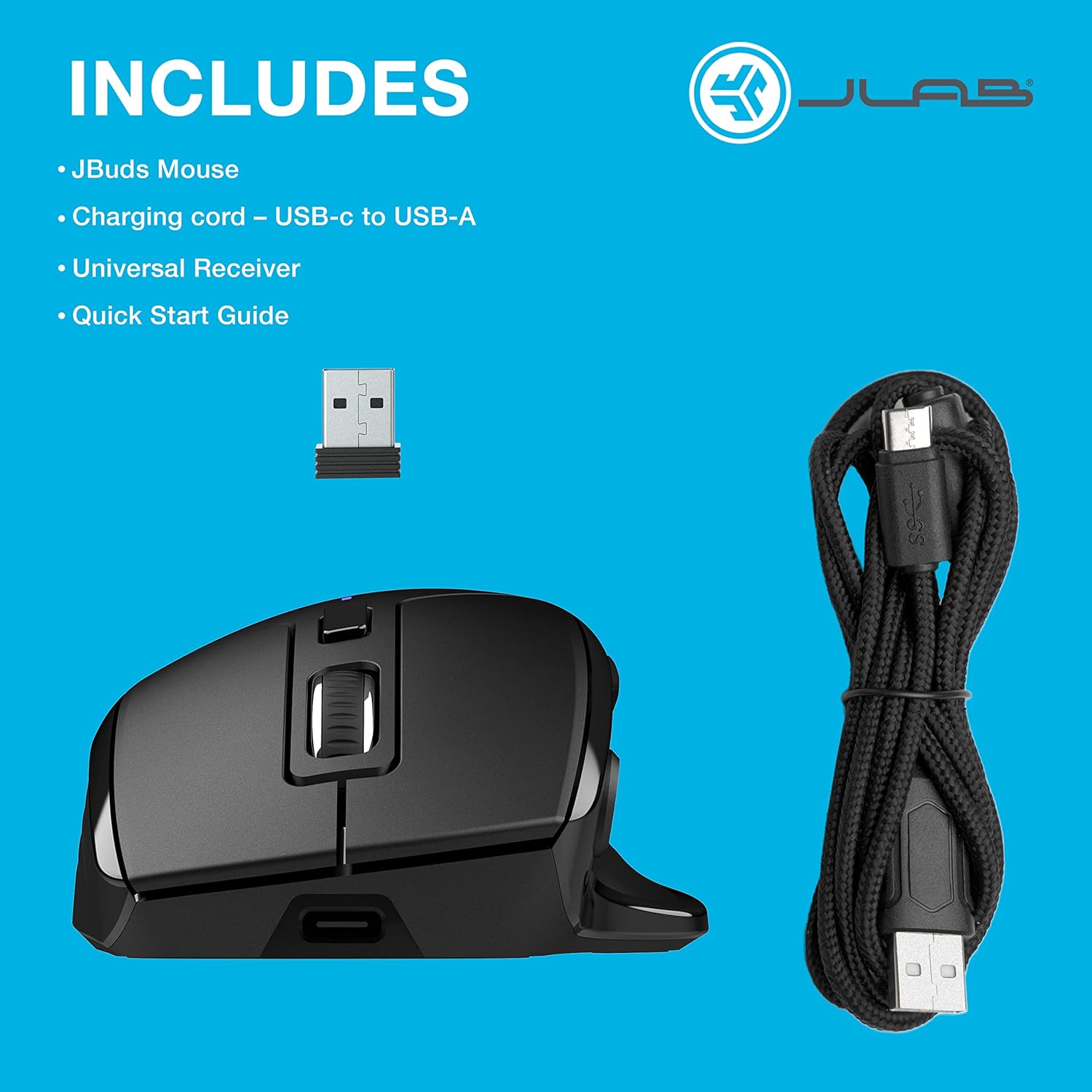 JLab JBuds mouse Right-hand Bluetooth + USB Type-A Optical 2400 DPI - Amar
