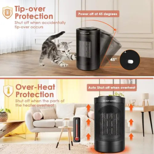 AplusChoice 1500W Mini Space Heater With Oscillating Fan - Portable Ceramic Heater & Cooler