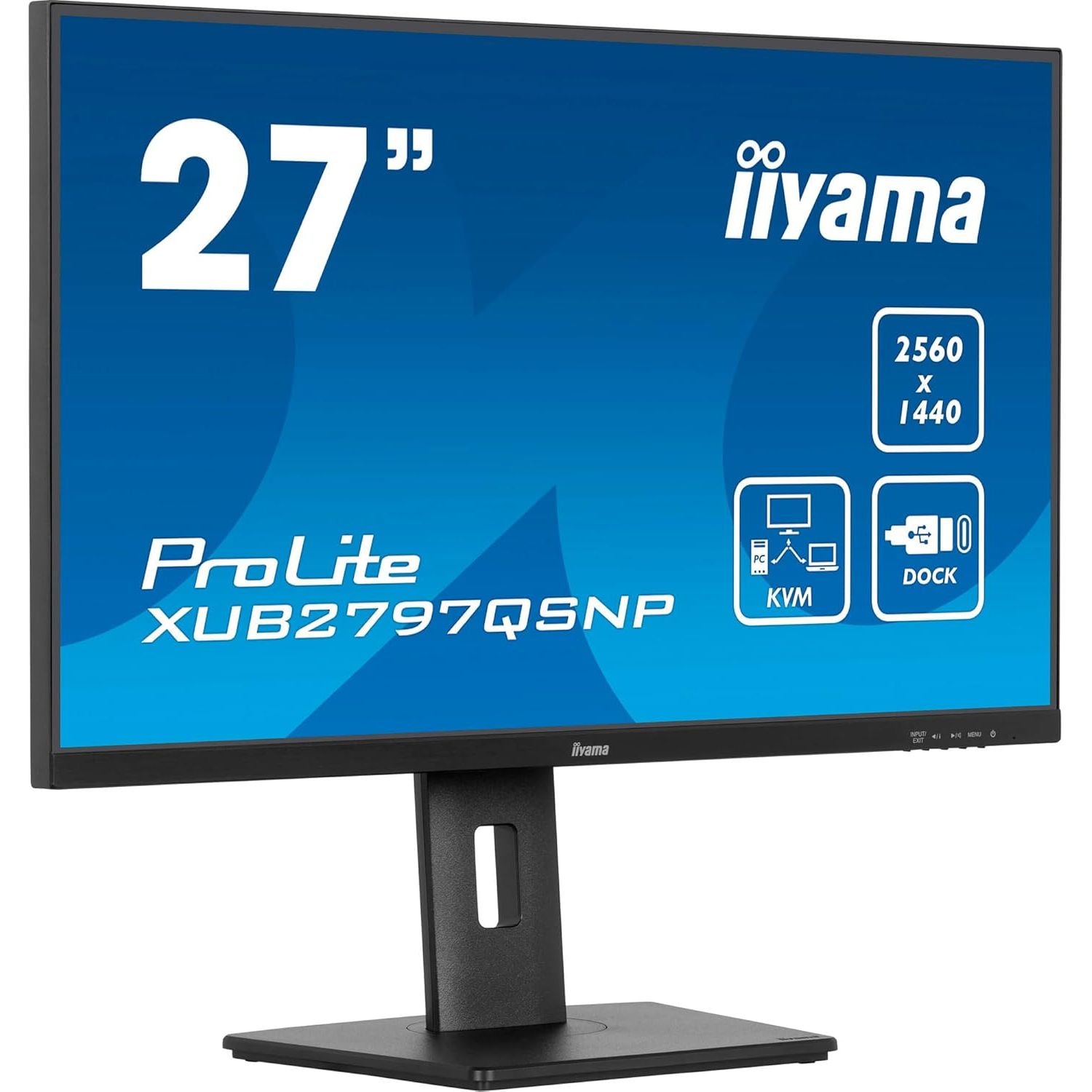 iiyama XUB2797QSNP-B1 27" QHD IPS USB-C Monitor | 96W Charging, KVM, 1ms, Height Adjustable, RJ45, HDMI, DP - Amar