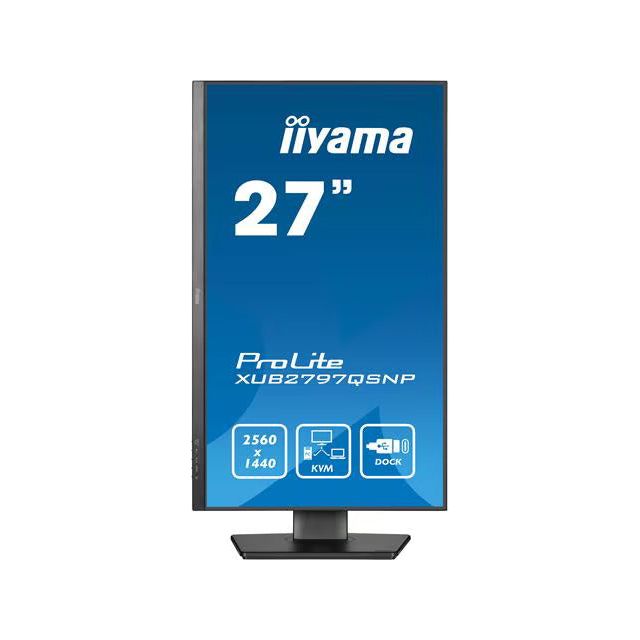 iiyama XUB2797QSNP-B1 27" QHD IPS USB-C Monitor | 96W Charging, KVM, 1ms, Height Adjustable, RJ45, HDMI, DP - Amar