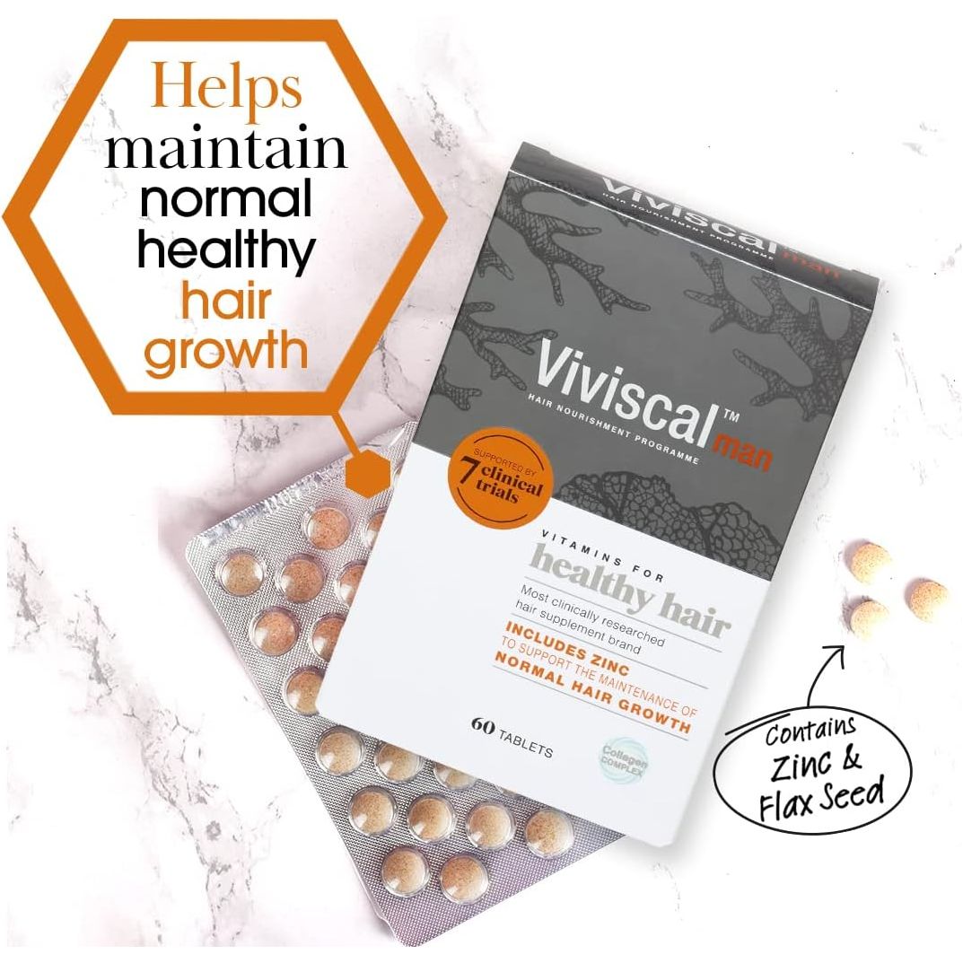 Viviscal Men's Hair Vitamins For Hair Growth- 60 Tablets, 1 Month Supply - Amar