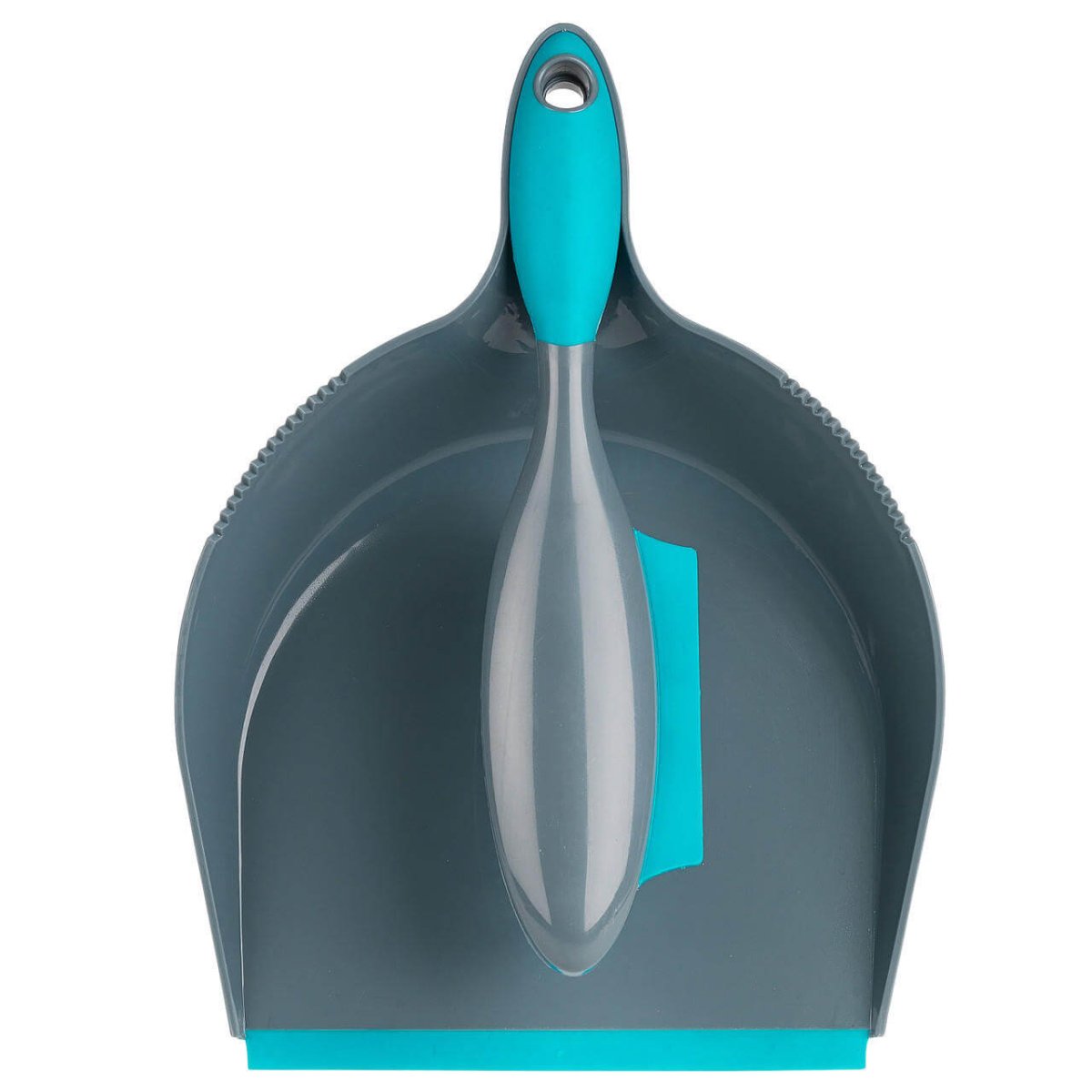 Pet Plus+ Dustpan and Brush Set - Non - Scratch Rubber Bristles, Squeegee Edge for Pet Hair and Hard Floors, Grey/Turquoise - Amar.co.uk