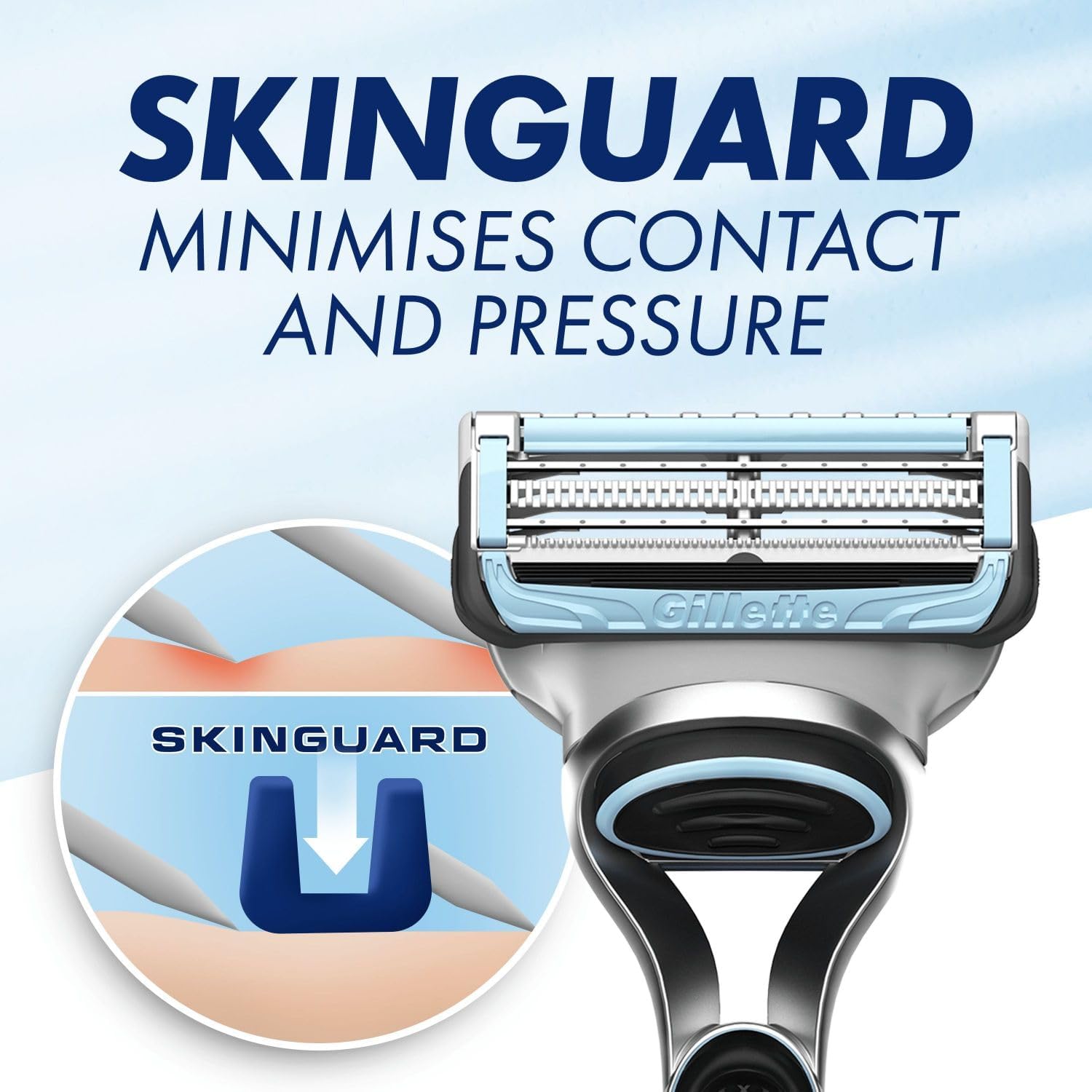 Gillette SkinGuard Sensitive Razor Blades for Men with Precision Trimmer, Pack of 8 Refill Blades - Amar