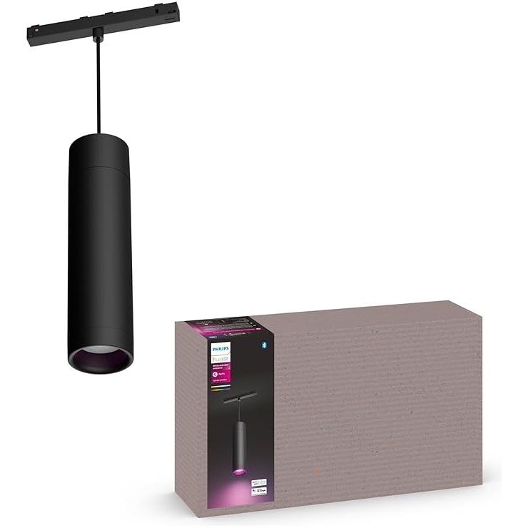 Philips Hue Perifo White and Colour Pendant Light Black - For Use in the Perifo Hue Smart Track Lighting System. Fully Customisable, Home Lighting Designs. - Amar.co.uk