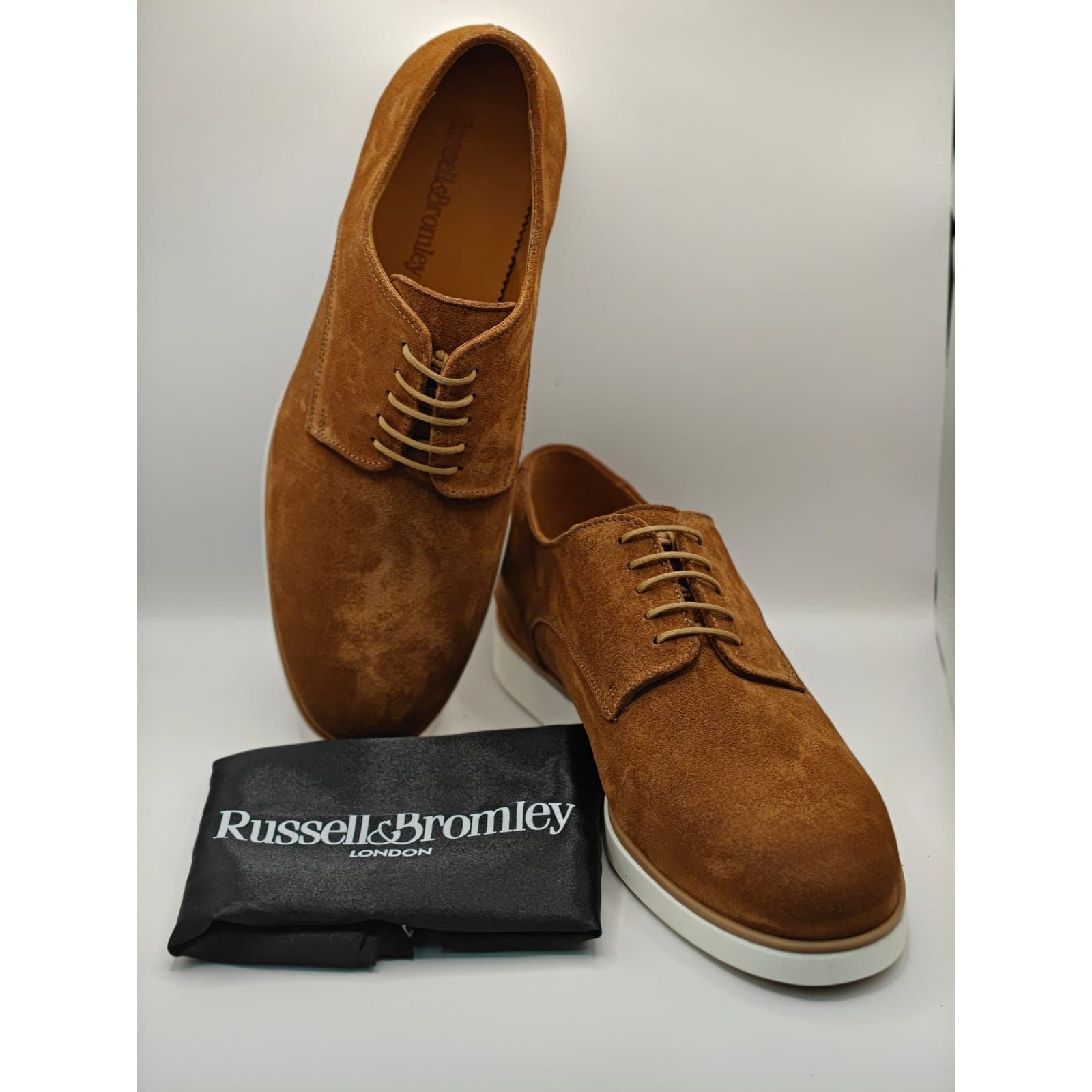 Rusell and Bromley Chesney Derby Shoes in Leather Tan Suede