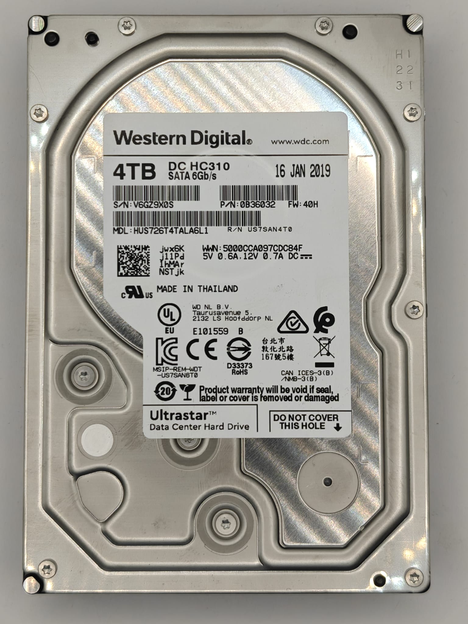 Western Digital Ultrastar DC HC310 4TB 3.5" SATA 6Gb/s Data Centre Hard Drive – Refurbished
