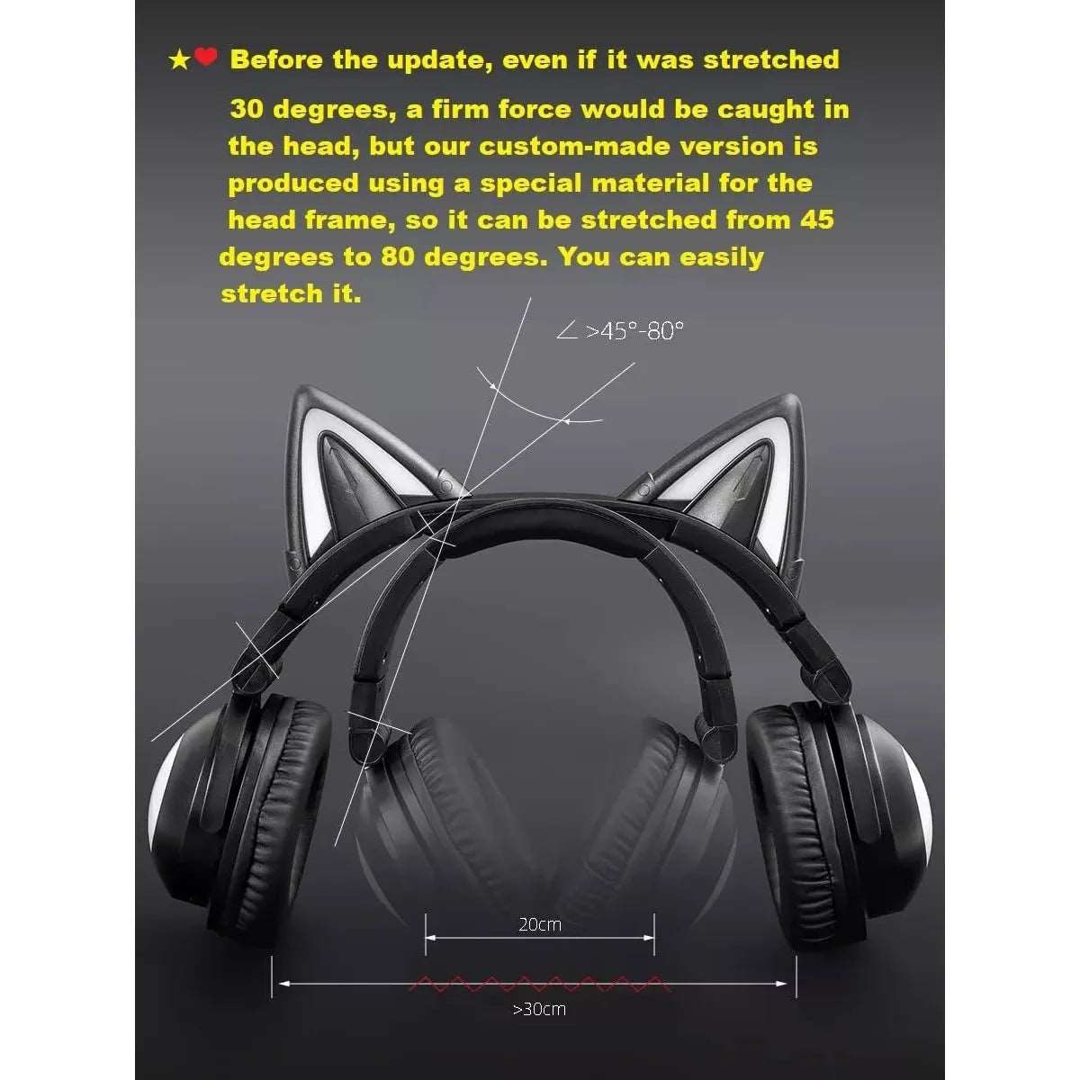 Axent Wear Cat Ear Headphones with LED Lights | Wireless & Wired Modes | High - Fidelity Sound - Amar.co.uk