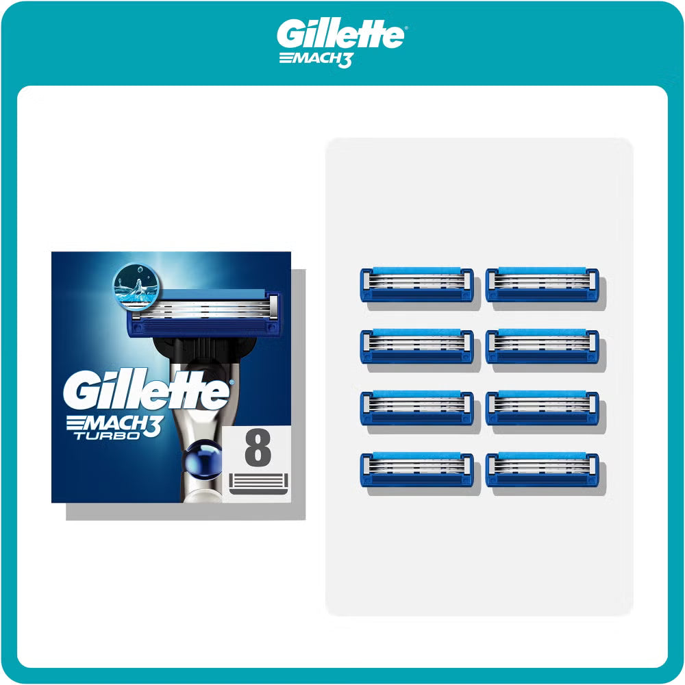 Gillette Mach3 Turbo 3D Razor Blades – 8 Pack Refills