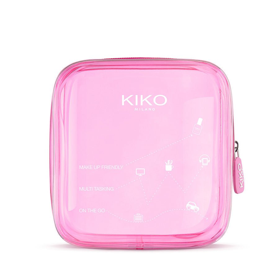 KIKO Milano Mini Pochette Mini Transparent Beauty Bag Pink - Makeup pouch - Amar.co.uk