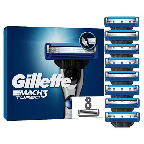 Gillette Mach3 Turbo 3D Razor Blades – 8 Pack Refills