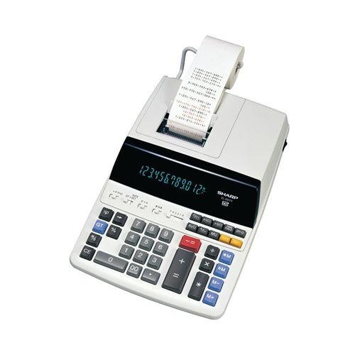 Sharp 12 Digit Digitron Display 2 Colour Printing Calculator 327x222x78mm EL - 2607V - Amar.co.uk