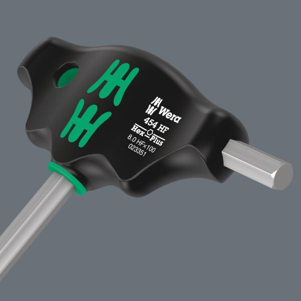 Wera 454 HF T‑Handle Hexagon Screwdriver – 6 mm × 100 mm (Hex‑Plus, High‑Fit)