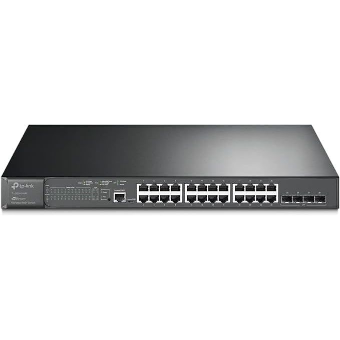 TP - Link JetStream 28 - Port Gigabit L2+Managed Switch with 24 - Port PoE+, Supports 24 Gigabit PoE+ ports and 4 Gigabit SFP Slots, 384W Budget, Rackmount (TL - SG3428MP) - Amar.co.uk