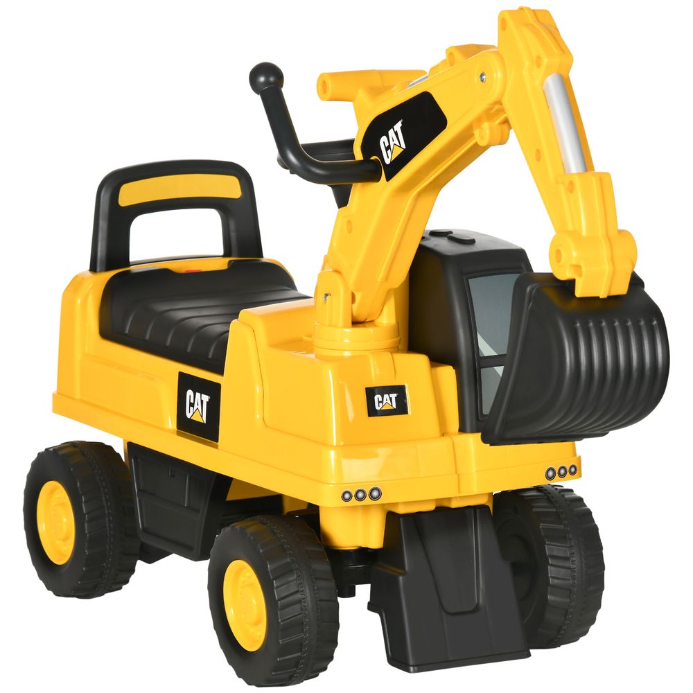 HOMCOM CAT Licensed Kids Construction Ride-On Digger w/ Shovel, for 1-3 Years - Amar