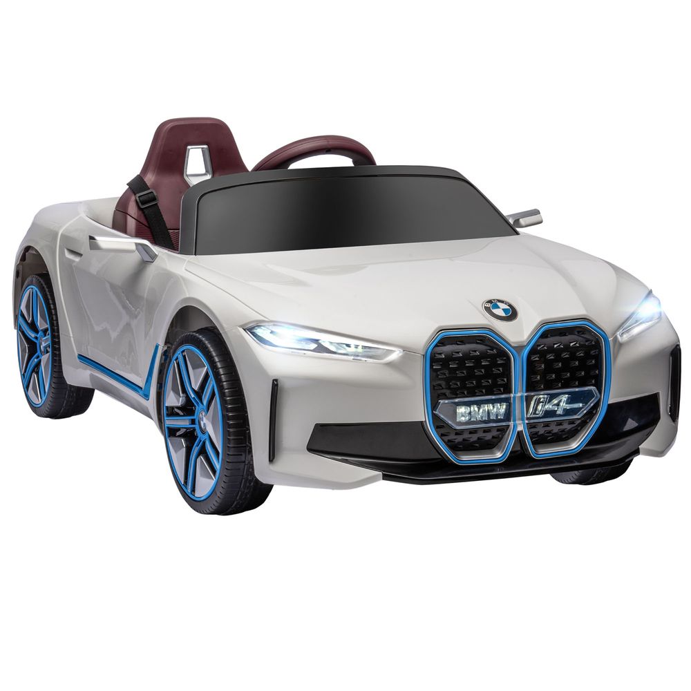 BMW i4 Licensed 12V Kids Electric Ride-On w/ Portable Battery - White - Amar