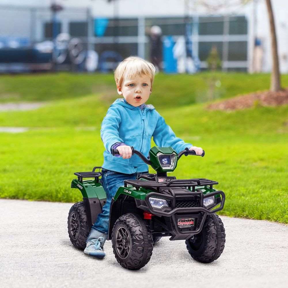 HOMCOM 12V Electric Quad Bike for Kids w/ LED Headlights, Music - Green